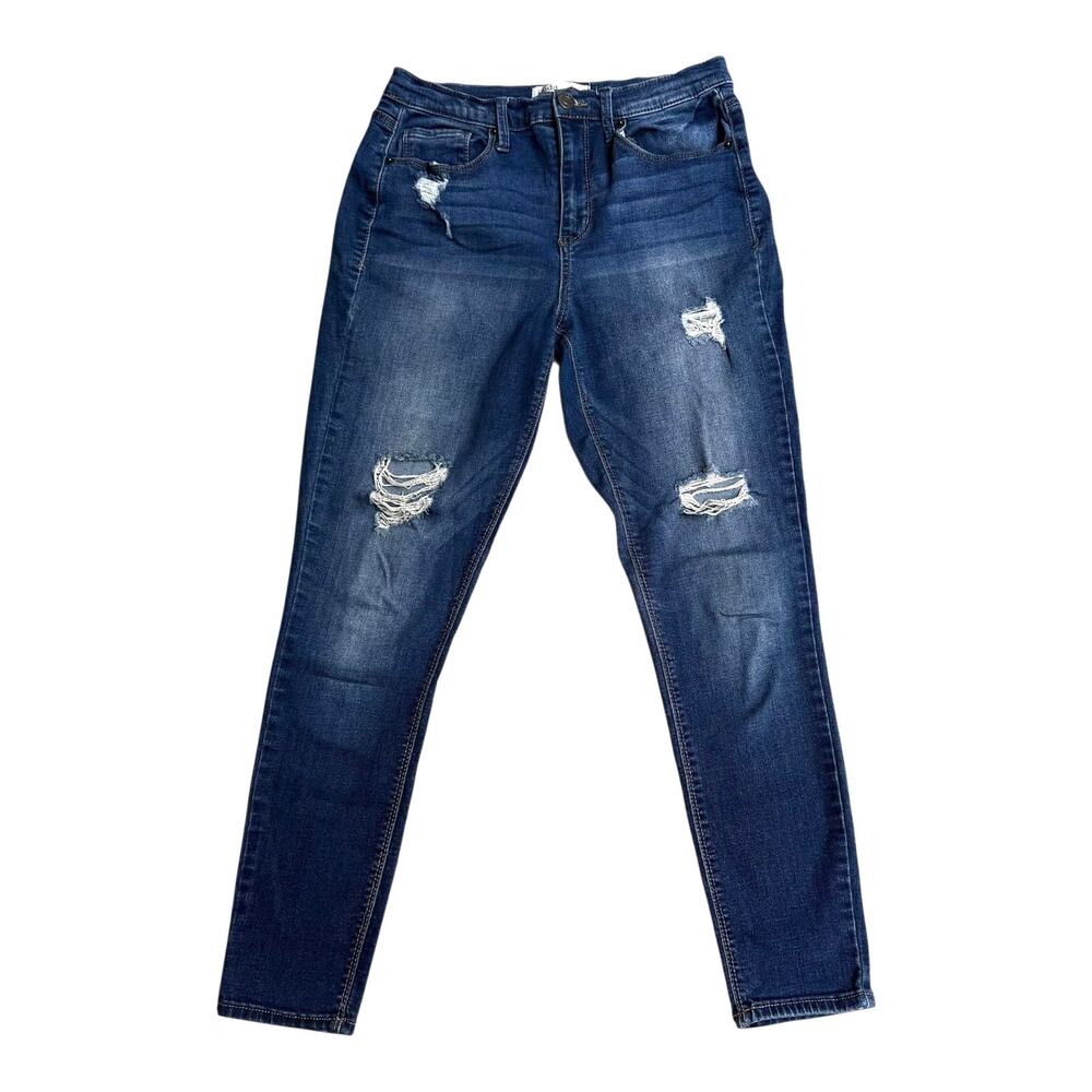 Mudd Skinny Jeans Junior Women Size 9 FLX Stretch Dark Wash Distress Denim Jean